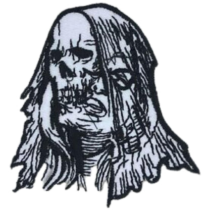 Two Faces Skull Badge Embroidery Iron-On Patches for Clothing Sew-On Applique for DIY Crafts Denim Jackets Jeans Backpacks