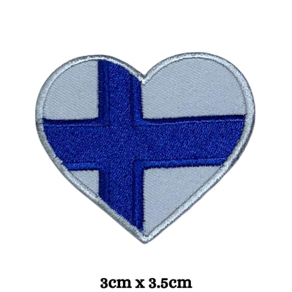 Finland Flag Embroidered Patch Set, Iron-On or Sew-On Applique Badges, Rectangle Shield Round Heart Shapes, for Jackets, Backpacks, Hats, Uniforms and Various Sizes