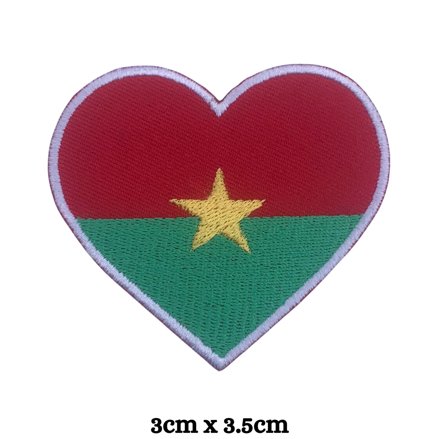 Burkina Faso Flag Embroidered Patch Set, Iron-On or Sew-On Applique Badges, Rectangle Shield Round Heart Shapes, for Jackets, Backpacks, Hats, Uniforms and Various Sizes