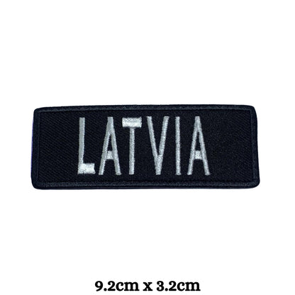 Latvia Flag Embroidered Patch Set, Iron-On or Sew-On Applique Badges, Rectangle Shield Round Heart Shapes, for Jackets, Backpacks, Hats, Uniforms and Various Sizes