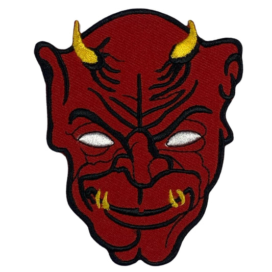 Punk Devil Face Embroidery Iron-On Patches for Clothing Sew-On Applique for DIY Crafts Denim Jackets Jeans Backpacks