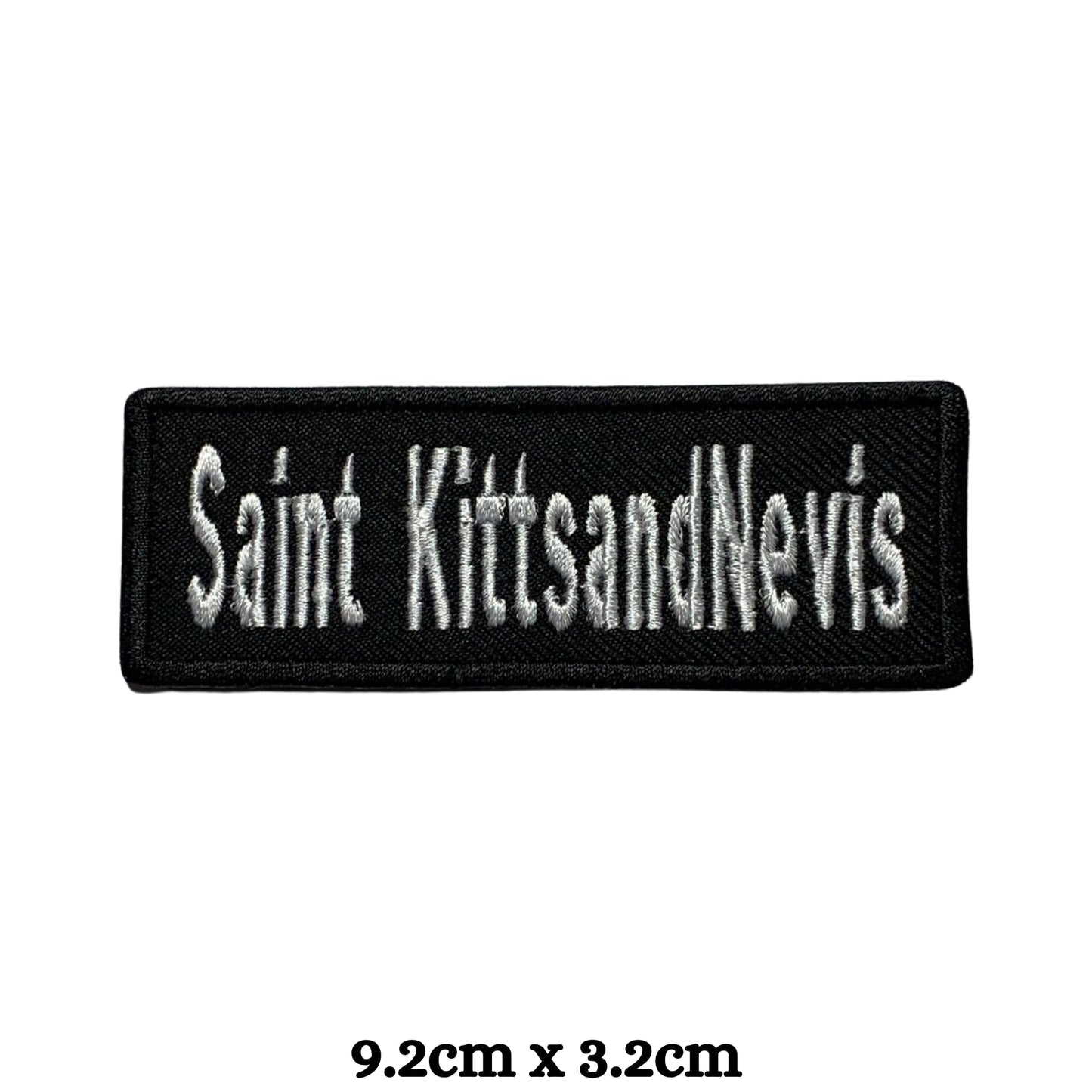 Saint Kitts and Nevis Flag Embroidered Patch Set, Iron-On or Sew-On Applique Badges, Rectangle Shield Round Heart Shapes, for Jackets, Backpacks, Hats, Uniforms and Various Sizes