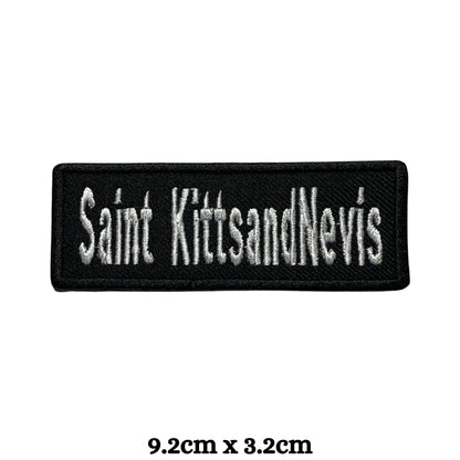 Saint Kitts and Nevis Flag Embroidered Patch Set, Iron-On or Sew-On Applique Badges, Rectangle Shield Round Heart Shapes, for Jackets, Backpacks, Hats, Uniforms and Various Sizes