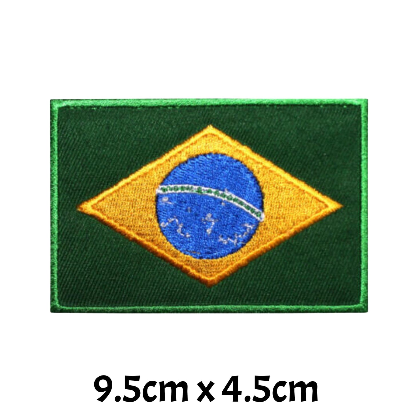 Brazil Flag Embroidered Patches, Iron-On/Sew-On Applique, Shield, Round, Heart and Rectangle Flag Badges for Jackets, Bags, Uniforms, Various Sizes