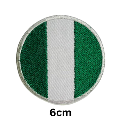 Nigeria Flag Embroidered Patch Set, Iron-On or Sew-On Applique Badges, Rectangle Shield Round Heart Shapes, for Jackets, Backpacks, Hats, Uniforms and Various Sizes