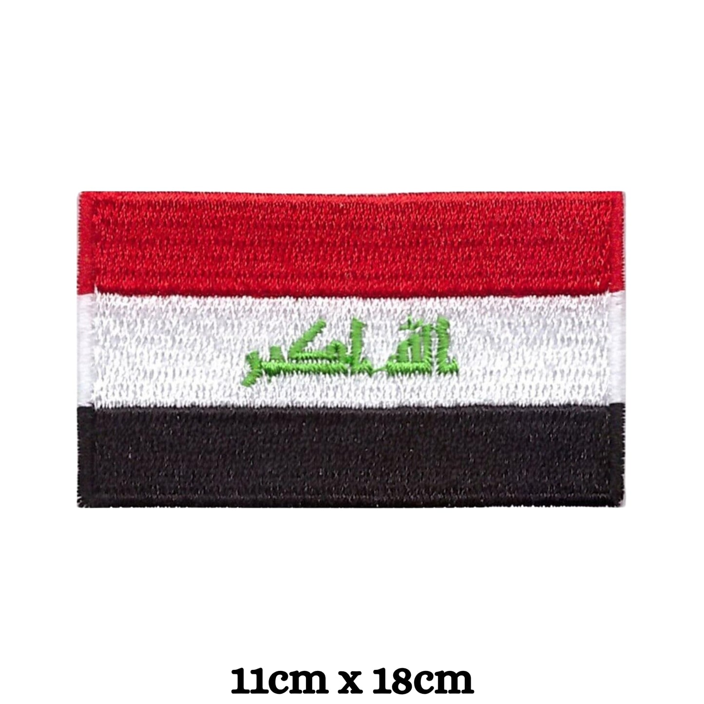 Iraq Flag Embroidered Patch Set, Iron-On or Sew-On Applique Badges, Rectangle Shield Round Heart Shapes, for Jackets, Backpacks, Hats, Uniforms and Various Sizes