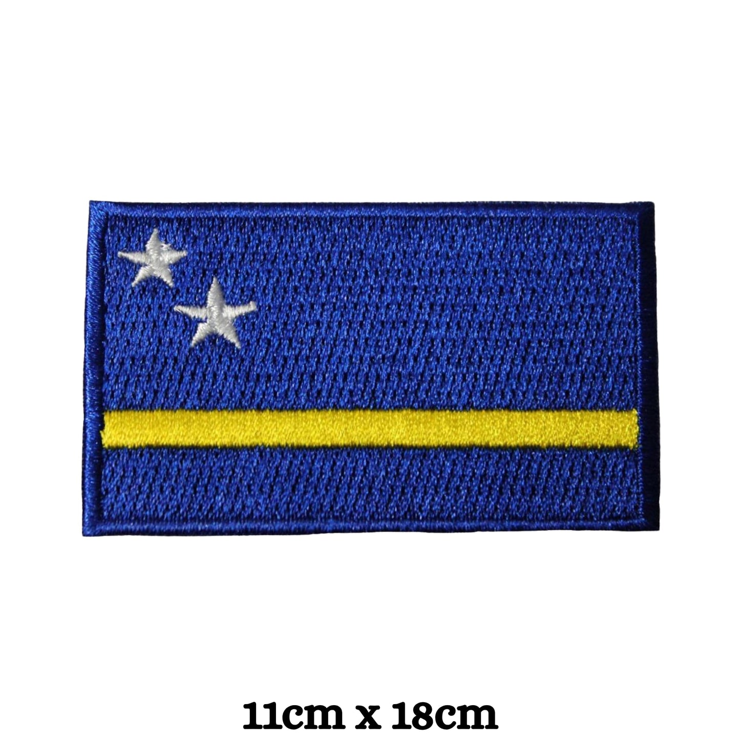 Curacao Flag Embroidered Patches, Iron-On/Sew-On Applique, Shield, Round, Heart and Rectangle Flag Badges for Jackets, Bags, Uniforms, Various Sizes