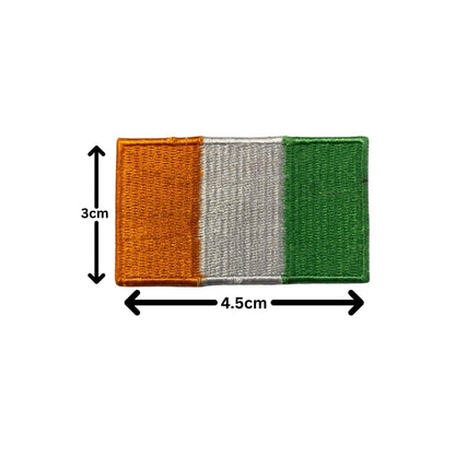 Ireland Flag Embroidered Patch Set, Iron-On or Sew-On Applique Badges, Rectangle Shield Round Heart Shapes, for Jackets, Backpacks, Hats, Uniforms and Various Sizes