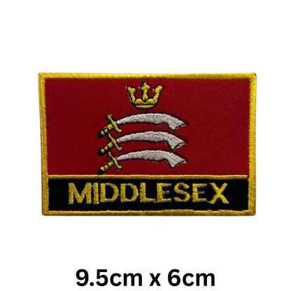 UK County Flag Patch 9.5cm x 6cm Embroidered Iron On/Sew On Badge Durable Fabric Applique for Jackets, Backpacks, Hats, and Clothing