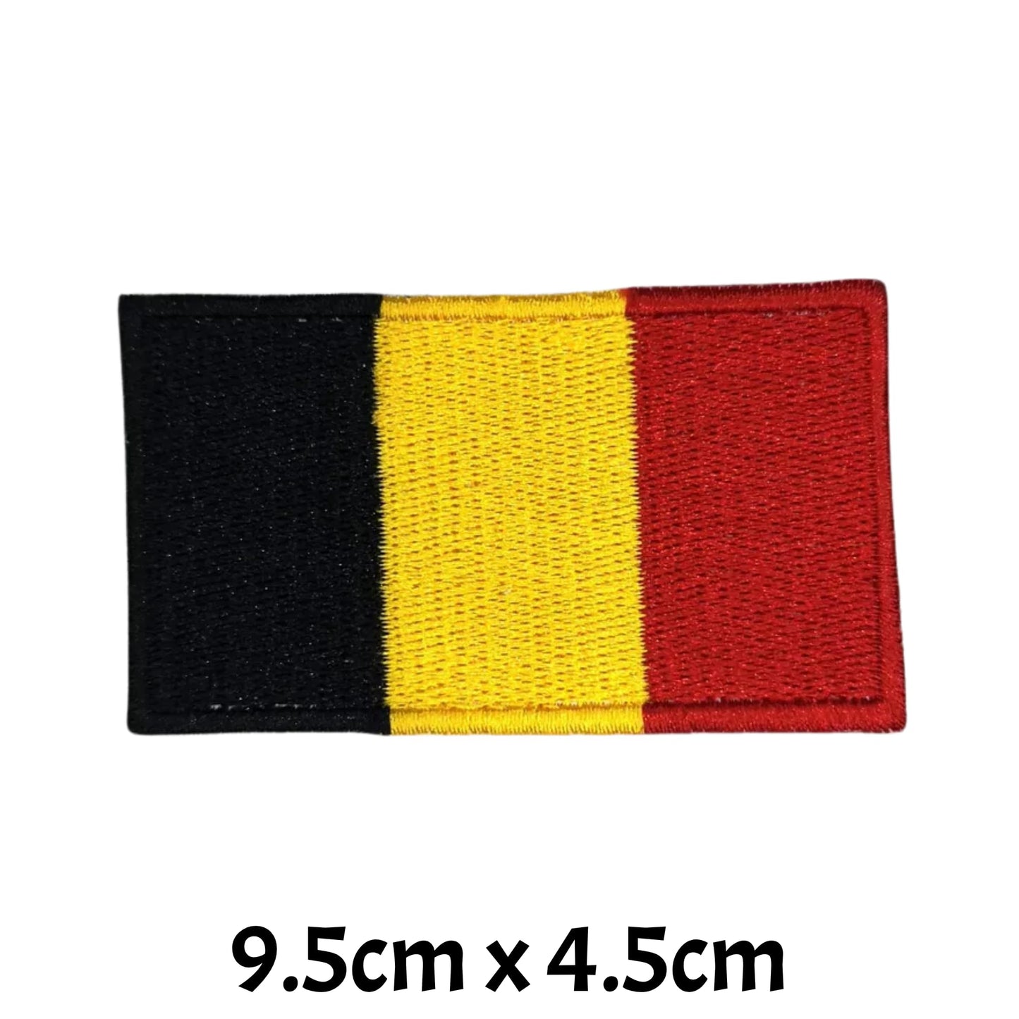 Belgium Flag Embroidered Patches, Iron-On/Sew-On Applique, Shield, Round, Heart and Rectangle Flag Badges for Jackets, Bags, Uniforms, Various Sizes