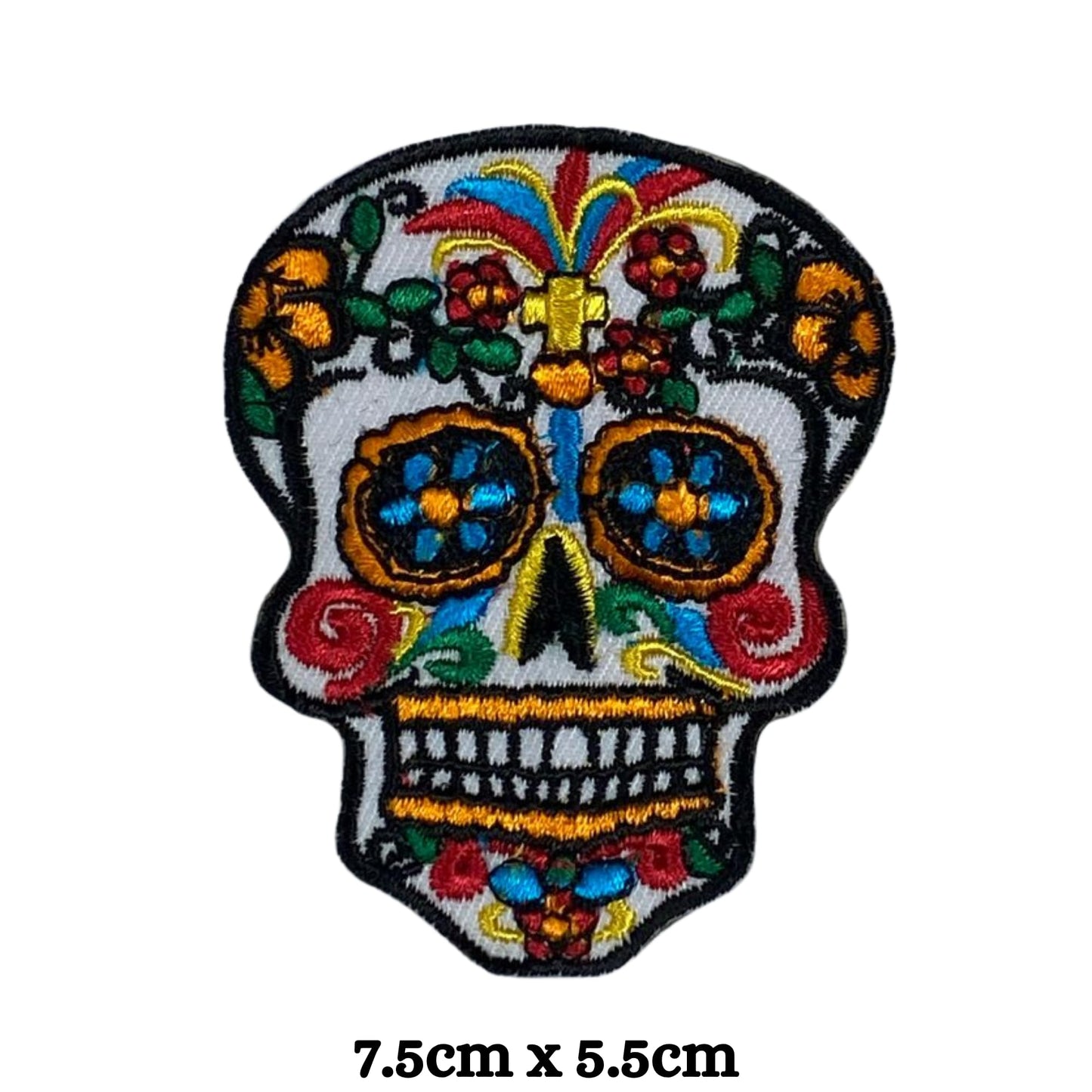Day of The Dead Sugar Skull Embroidery Iron-On Patches for Clothing Sew-On Applique for DIY Crafts Denim Jackets Jeans Backpacks