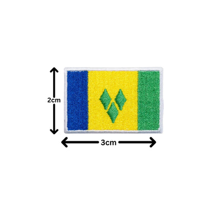 Saint Vincent Flag Embroidered Patch Set, Iron-On or Sew-On Applique Badges, Rectangle Shield Round Heart Shapes, for Jackets, Backpacks, Hats, Uniforms and Various Sizes