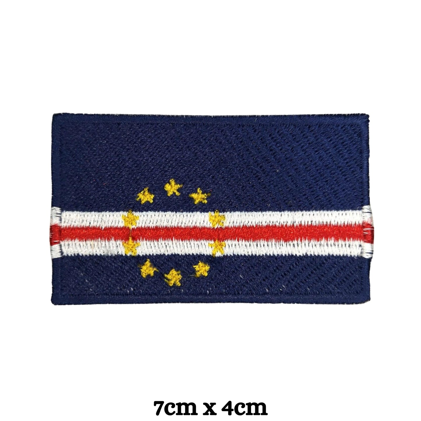 Cape Verde Flag Embroidered Patches, Iron-On/Sew-On Applique, Shield, Round, Heart and Rectangle Flag Badges for Jackets, Bags, Uniforms, Various Sizes