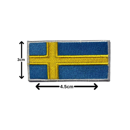 BeBuz Sweden Flag Embroidered Patches, Iron-On/Sew-On Applique, Shield, Round, Heart and Rectangle Flag Badges for Jackets, Bags, Uniforms, Various Sizes