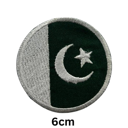 Pakistan Flag Embroidered Patch Set, Iron-On or Sew-On Applique Badges, Rectangle Shield Round Heart Shapes, for Jackets, Backpacks, Hats, Uniforms and Various Sizes