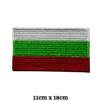 Bulgaria Flag Embroidered Patch Set, Iron-On or Sew-On Applique Badges, Rectangle Shield Round Heart Shapes, National Flag Emblem for Jackets, Backpacks, Hats, Uniforms and Various Sizes