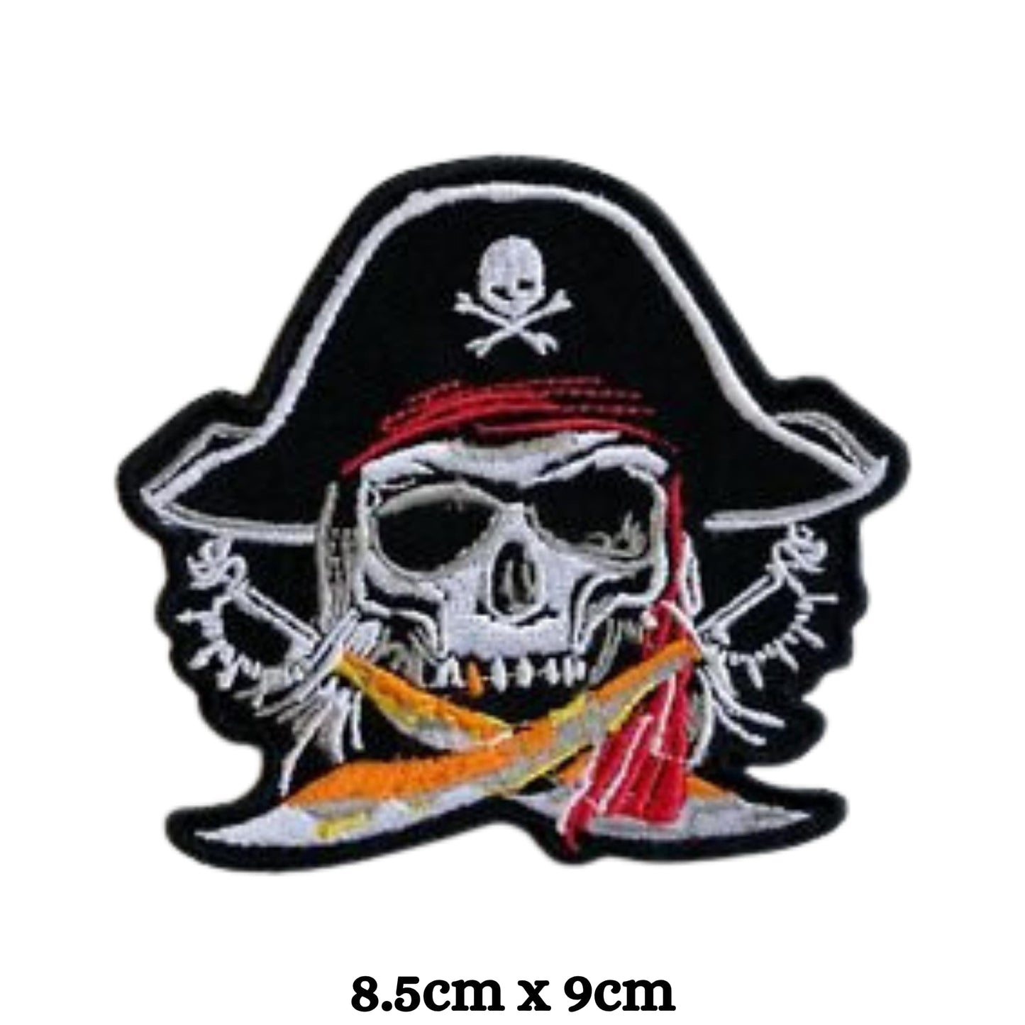Pirate Skull with Hat and Swords Embroidery Iron-On Patches for Clothing Sew-On Applique for DIY Crafts Denim Jackets Jeans Backpacks