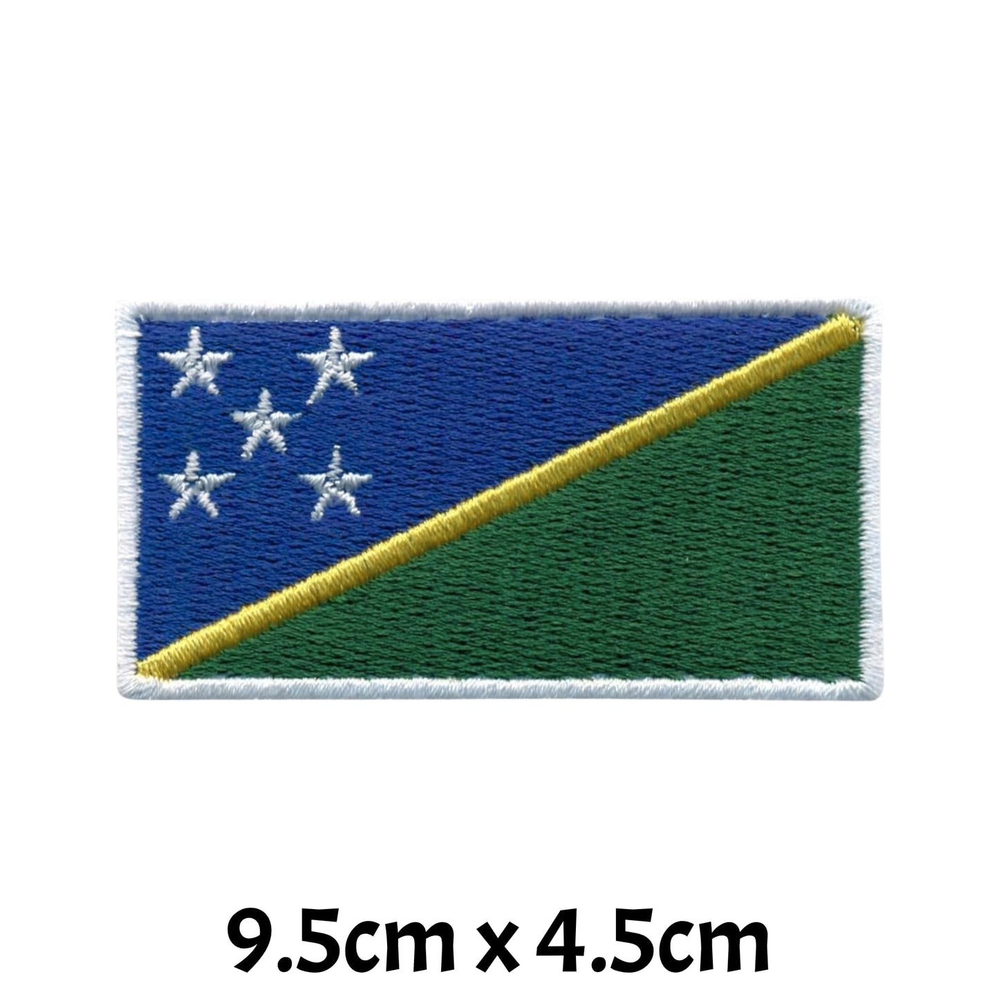 Solomon Islands Flag Embroidered Patch Set, Iron-On or Sew-On Applique Badges, Rectangle Shield Round Heart Shapes, for Jackets, Backpacks, Hats, Uniforms and Various Sizes