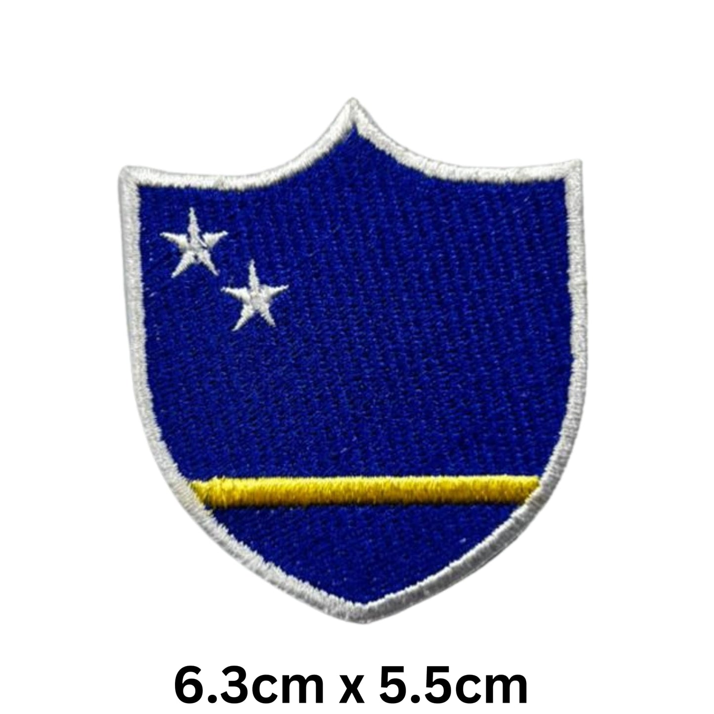 Curacao Flag Embroidered Patches, Iron-On/Sew-On Applique, Shield, Round, Heart and Rectangle Flag Badges for Jackets, Bags, Uniforms, Various Sizes