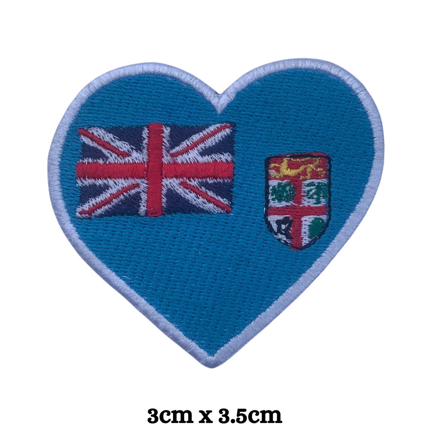 Fiji Flag Embroidered Patch Set, Iron-On or Sew-On Applique Badges, Rectangle Shield Round Heart Shapes, for Jackets, Backpacks, Hats, Uniforms and Various Sizes