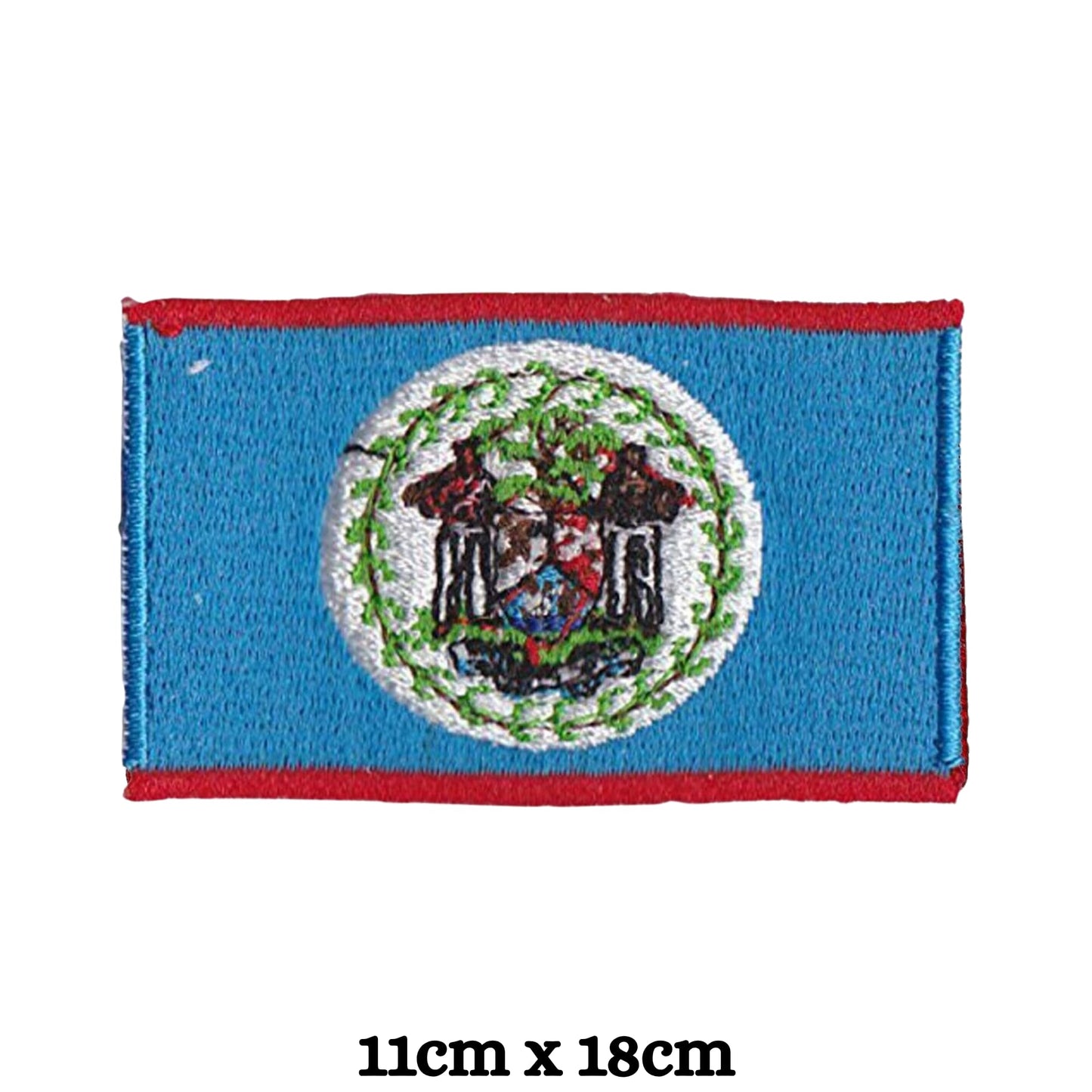 Belize Flag Embroidered Patches, Iron-On/Sew-On Applique, Shield, Round, Heart and Rectangle Flag Badges for Jackets, Bags, Uniforms, Various Sizes