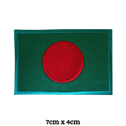 Bangladesh Flag Embroidered Patches, Iron-On/Sew-On Applique, Shield, Round, Heart and Rectangle Flag Badges for Jackets, Bags, Uniforms, Various Sizes