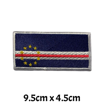Cape Verde Flag Embroidered Patches, Iron-On/Sew-On Applique, Shield, Round, Heart and Rectangle Flag Badges for Jackets, Bags, Uniforms, Various Sizes