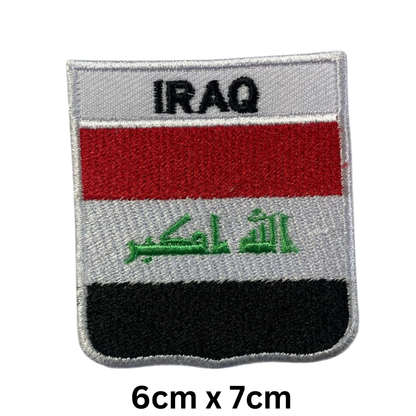 Shield Flag with Name Patch – Embroidered Iron On / Sew On Shield Shaped National Flag Badge with Country Name | All Countries | Badge for Jacket, Biker Vest, Backpack, Uniform (A-J)