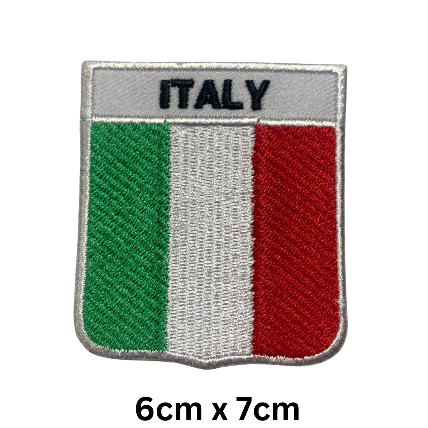 Shield Flag with Name Patch – Embroidered Iron On / Sew On Shield Shaped National Flag Badge with Country Name | All Countries | Badge for Jacket, Biker Vest, Backpack, Uniform (A-J)