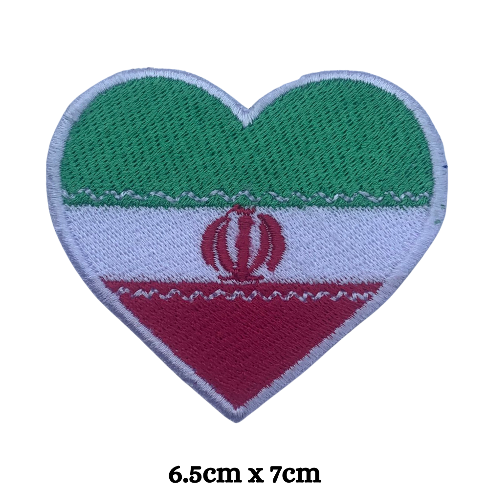 Country Heart Flag Patch – Embroidered Iron On / Sew On Heart Shaped National Flag Badge | All Countries Available | Jackets, Bags, Hats – Gift for Heritage, Travel & Flag Lovers (A-J)