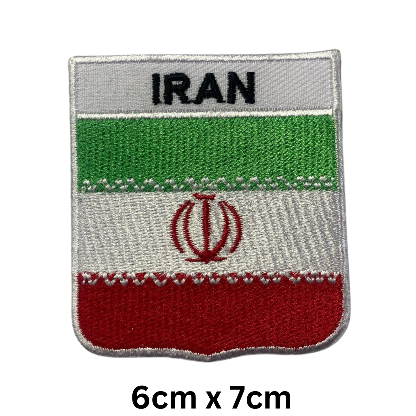 Shield Flag with Name Patch – Embroidered Iron On / Sew On Shield Shaped National Flag Badge with Country Name | All Countries | Badge for Jacket, Biker Vest, Backpack, Uniform (A-J)