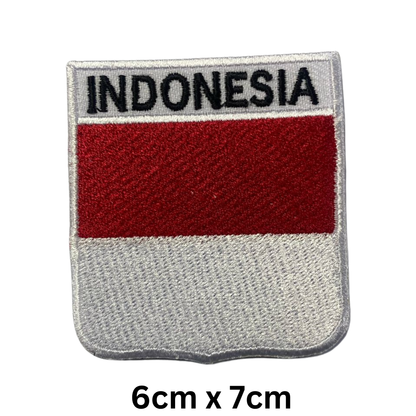 Shield Flag with Name Patch – Embroidered Iron On / Sew On Shield Shaped National Flag Badge with Country Name | All Countries | Badge for Jacket, Biker Vest, Backpack, Uniform (A-J)