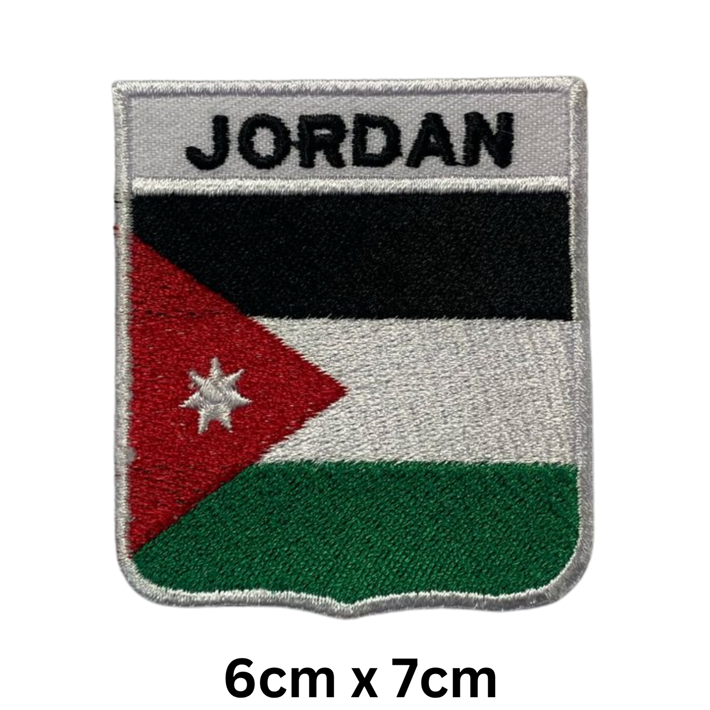 Shield Flag with Name Patch – Embroidered Iron On / Sew On Shield Shaped National Flag Badge with Country Name | All Countries | Badge for Jacket, Biker Vest, Backpack, Uniform (A-J)
