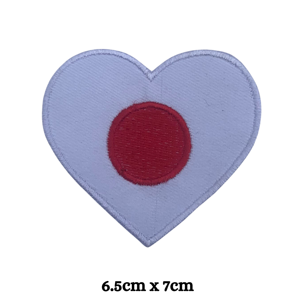 Country Heart Flag Patch – Embroidered Iron On / Sew On Heart Shaped National Flag Badge | All Countries Available | Jackets, Bags, Hats – Gift for Heritage, Travel & Flag Lovers (A-J)