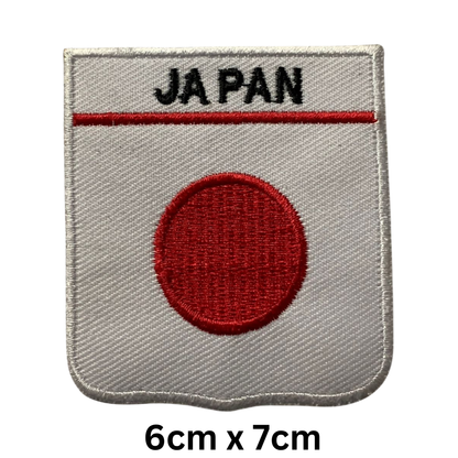 Shield Flag with Name Patch – Embroidered Iron On / Sew On Shield Shaped National Flag Badge with Country Name | All Countries | Badge for Jacket, Biker Vest, Backpack, Uniform (A-J)