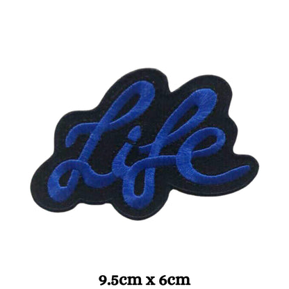 Life and Love Slogan Embroidered Patches - Iron On and Sew On Applique Badges for Jackets, Jeans, Backpacks, Bags, Clothing and DIY Crafts.