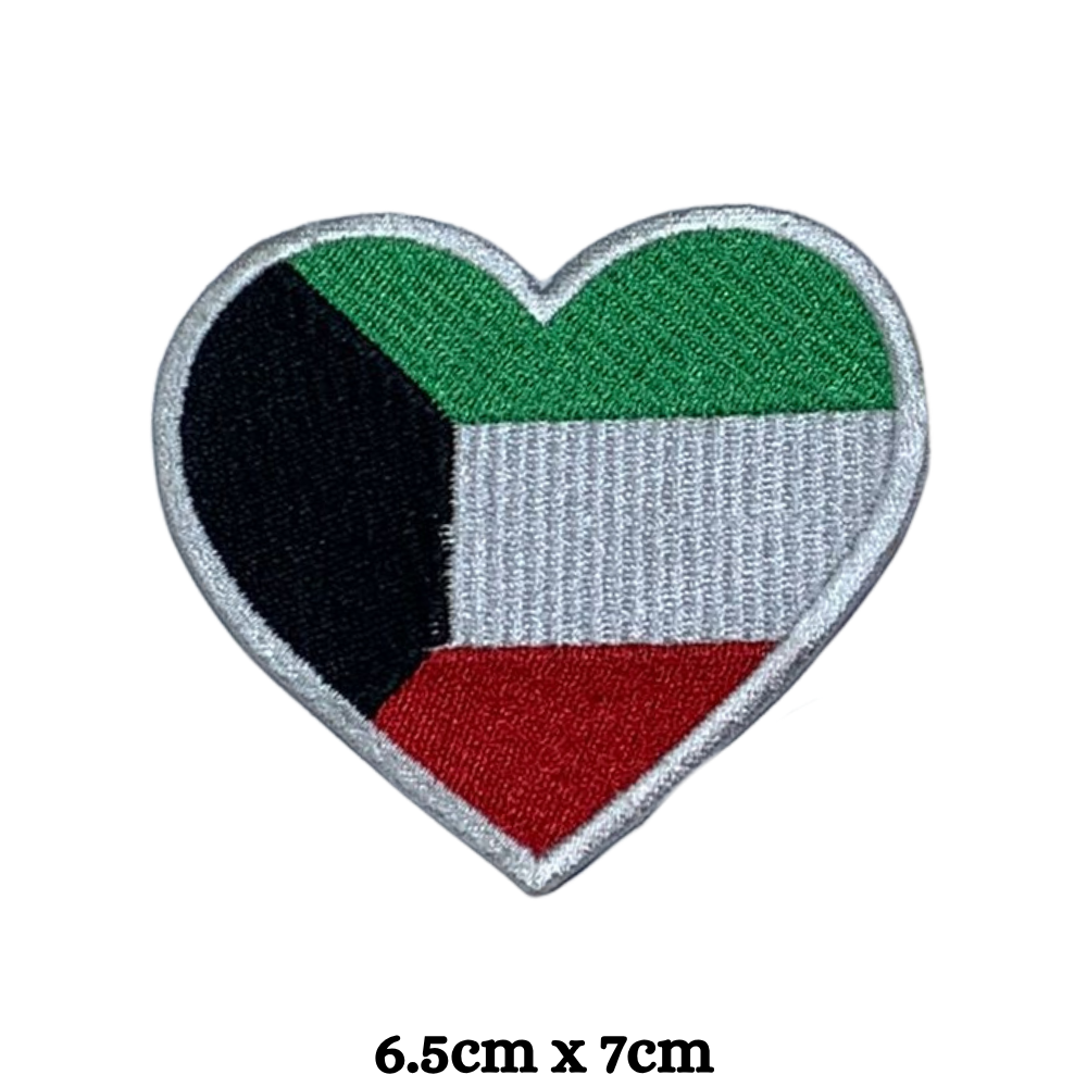 Country Heart Flag Patch – Embroidered Iron On / Sew On Heart Shaped National Flag Badge | All Countries Available | Jackets, Bags, Hats – Gift for Heritage, Travel & Flag Lovers (K-S)
