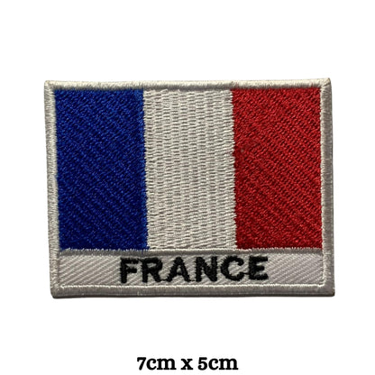 BeBuz France Flag Embroidered Patches, Iron-On/Sew-On Applique, Shield, Round, Heart and Rectangle Flag Badges for Jackets, Bags, Uniforms, Various Sizes