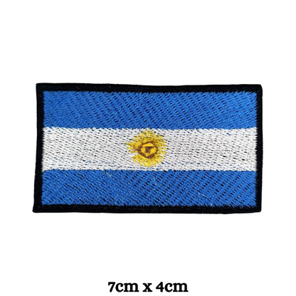 Argentina Flag Embroidered Patches, Iron-On/Sew-On Applique, Shield, Round, Heart and Rectangle Flag Badges for Jackets, Bags, Uniforms, Various Sizes