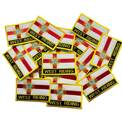UK County Flag Patch 9.5cm x 6cm Embroidered Iron On/Sew On Badge Durable Fabric Applique for Jackets, Backpacks, Hats, and Clothing