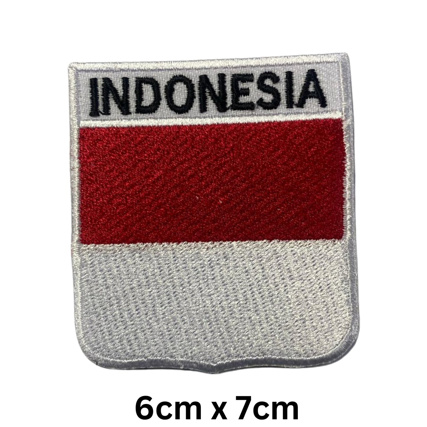 Indonesia Flag Embroidered Patch Set, Iron-On or Sew-On Applique Badges, Rectangle Shield Round Heart Shapes, for Jackets, Backpacks, Hats, Uniforms and Various Sizes