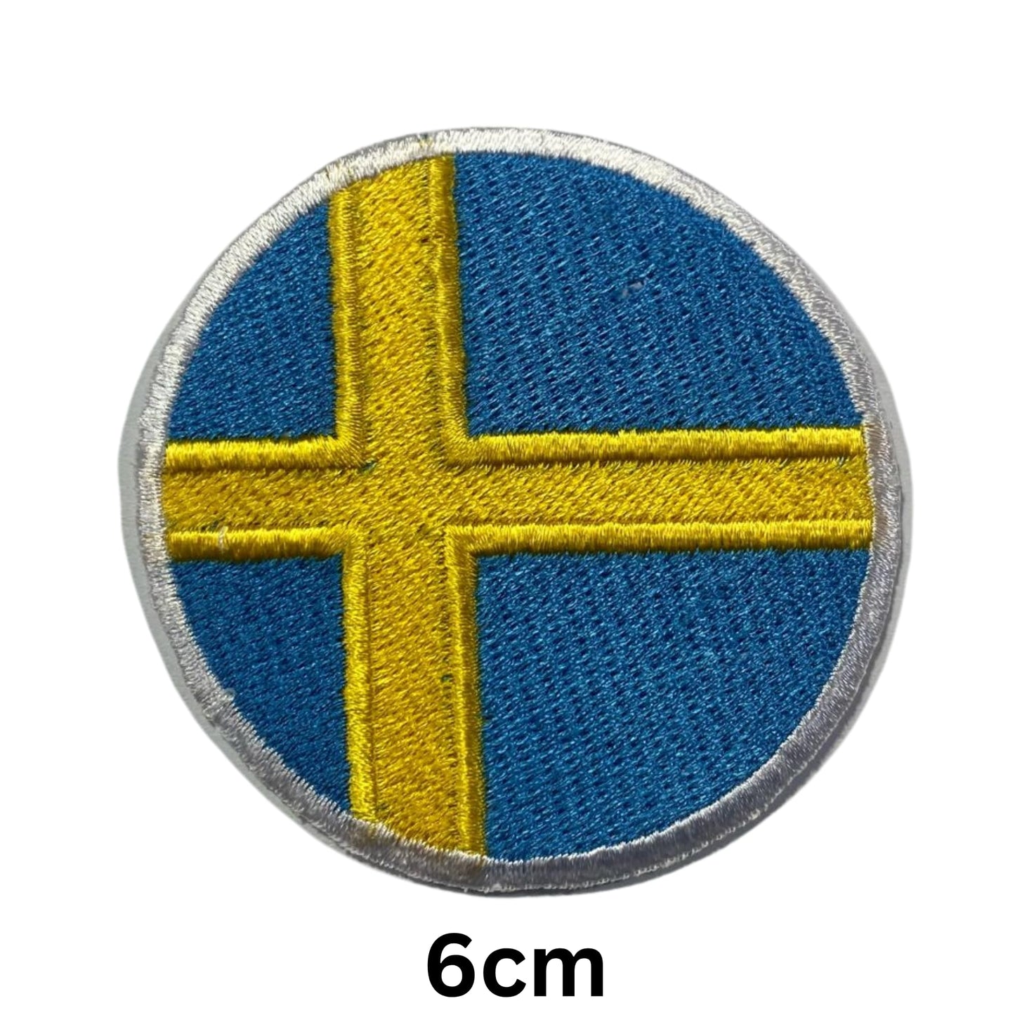 BeBuz Sweden Flag Embroidered Patches, Iron-On/Sew-On Applique, Shield, Round, Heart and Rectangle Flag Badges for Jackets, Bags, Uniforms, Various Sizes