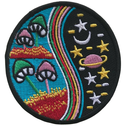 Yin Yang Blue Nature World Galaxy Embroidery Iron-On Patches for Clothing Sew-On Applique for DIY Crafts Denim Jackets Jeans Backpacks