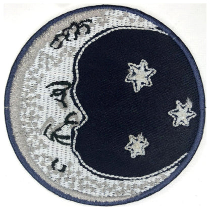 Moon and Star at Night Embroidery Iron-On Patches for Clothing Sew-On Applique for DIY Crafts Denim Jackets Jeans Backpacks