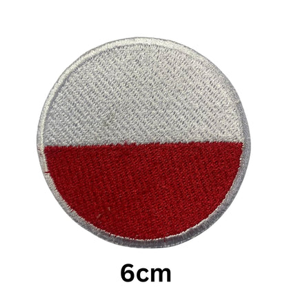 BeBuz Poland Flag Embroidered Patches, Iron-On/Sew-On Applique, Shield, Round, Heart and Rectangle Flag Badges for Jackets, Bags, Uniforms, Various Sizes