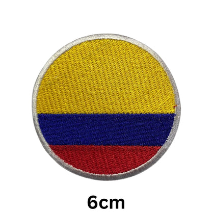 Colombia Flag Embroidered Patches, Iron-On/Sew-On Applique, Shield, Round, Heart and Rectangle Flag Badges for Jackets, Bags, Uniforms, Various Sizes
