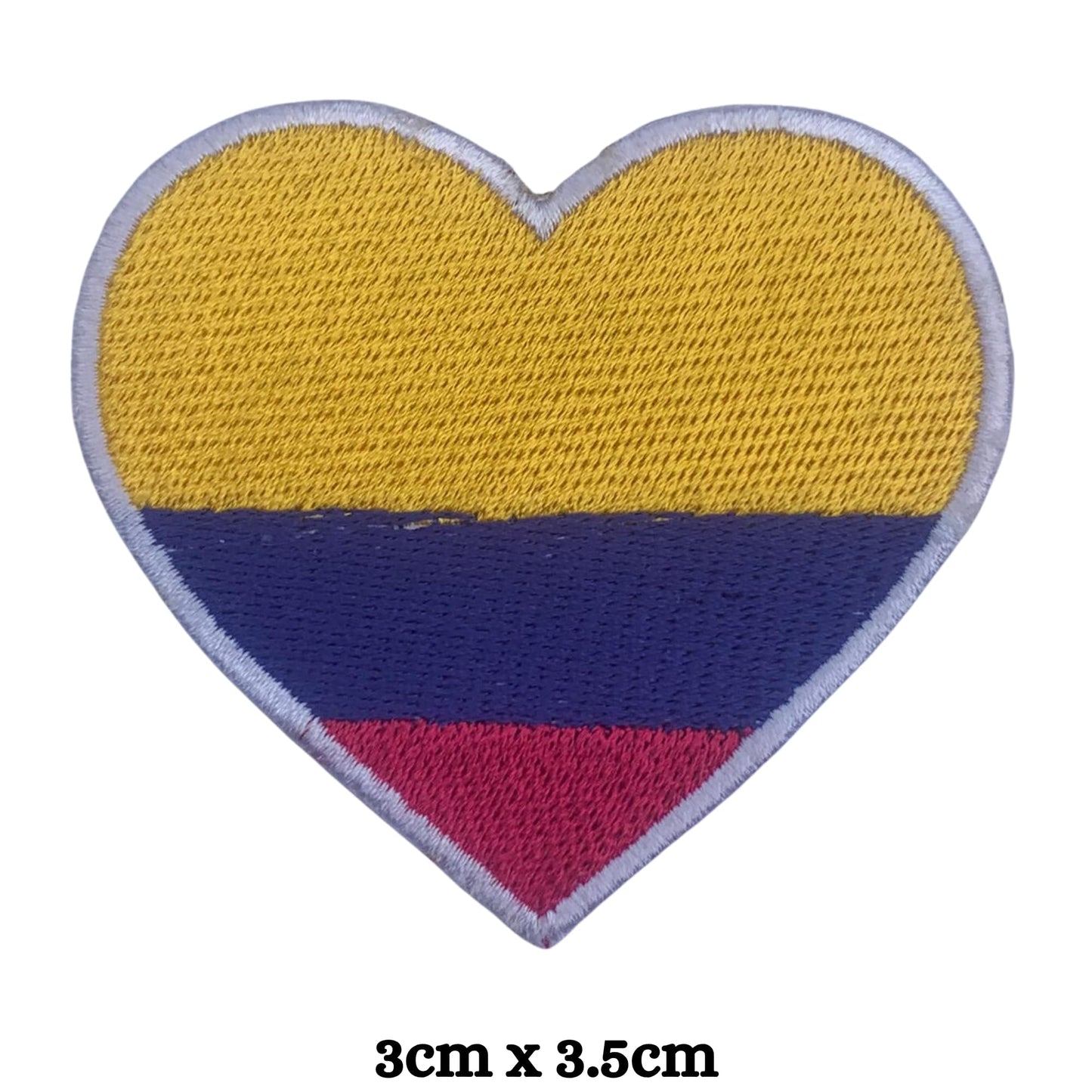 Colombia Flag Embroidered Patches, Iron-On/Sew-On Applique, Shield, Round, Heart and Rectangle Flag Badges for Jackets, Bags, Uniforms, Various Sizes