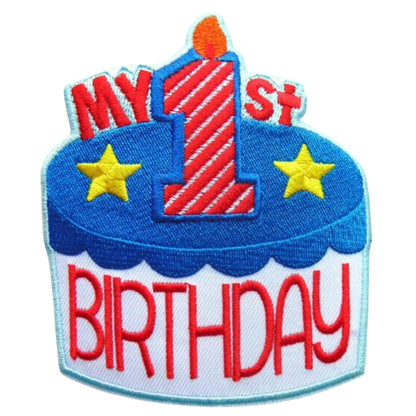 My 1st Birthday Embroidery Iron-On Patches for Clothing Sew-On Applique for DIY Crafts Denim Jackets Jeans Backpacks