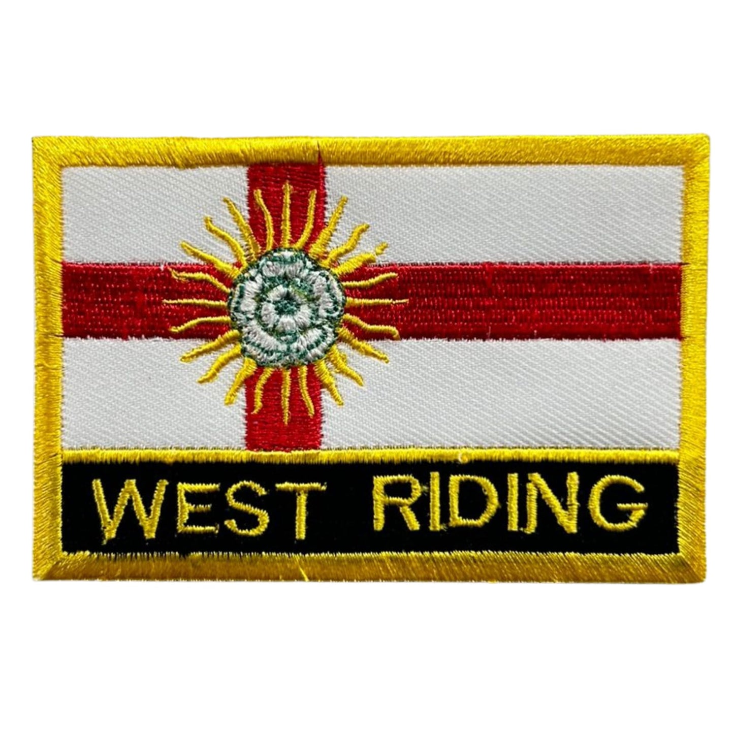 UK County Flag Patch 9.5cm x 6cm Embroidered Iron On/Sew On Badge Durable Fabric Applique for Jackets, Backpacks, Hats, and Clothing