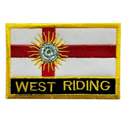 UK County Flag Patch 9.5cm x 6cm Embroidered Iron On/Sew On Badge Durable Fabric Applique for Jackets, Backpacks, Hats, and Clothing